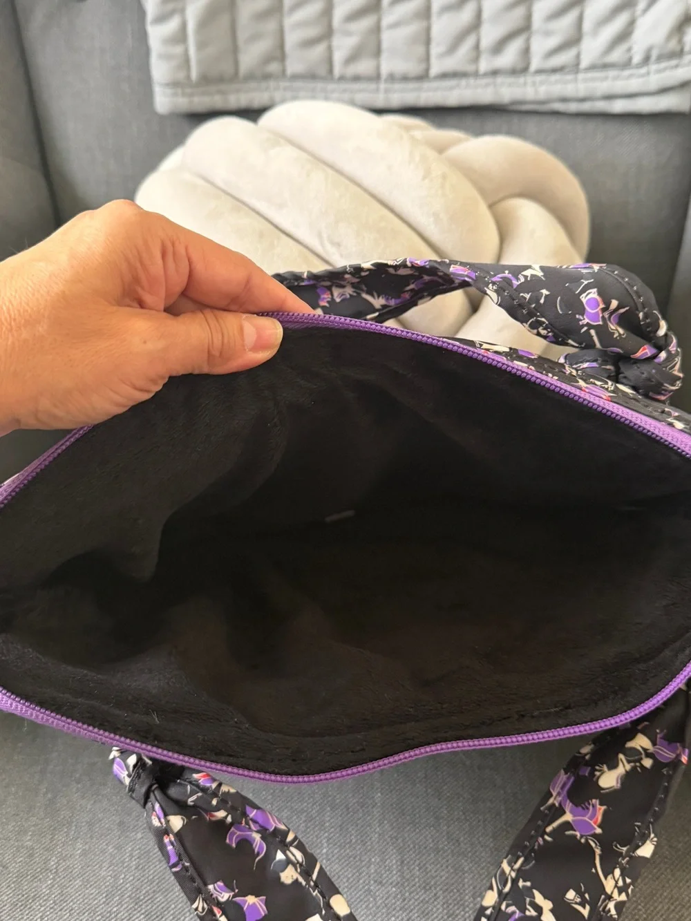 Marc by Marc Jacobs Black Quilted Floral Laptop Tote with Purple Accents